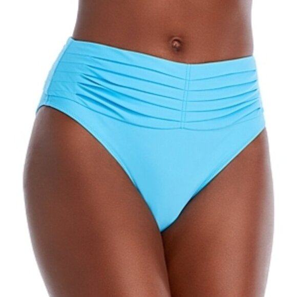 Ramy Brook Other - Ramy Brook Ivo Pleated High Rise Swimwear Bikini Bottom Size XL Aqua Blue